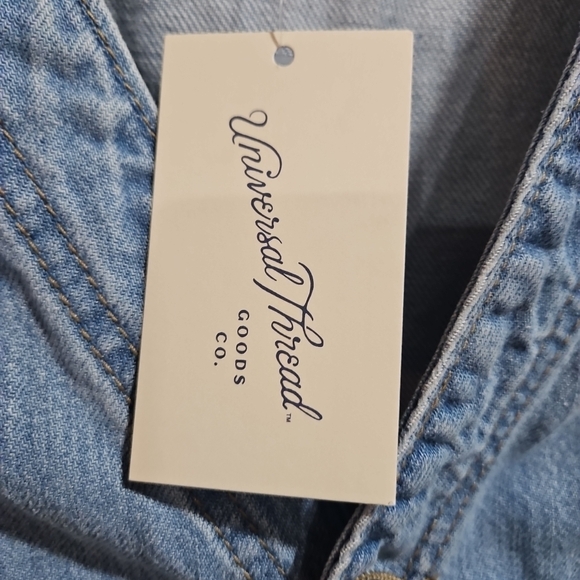 Universal Thread Light Blue Denim Cropped Jumpsuit - Picture 2 of 3